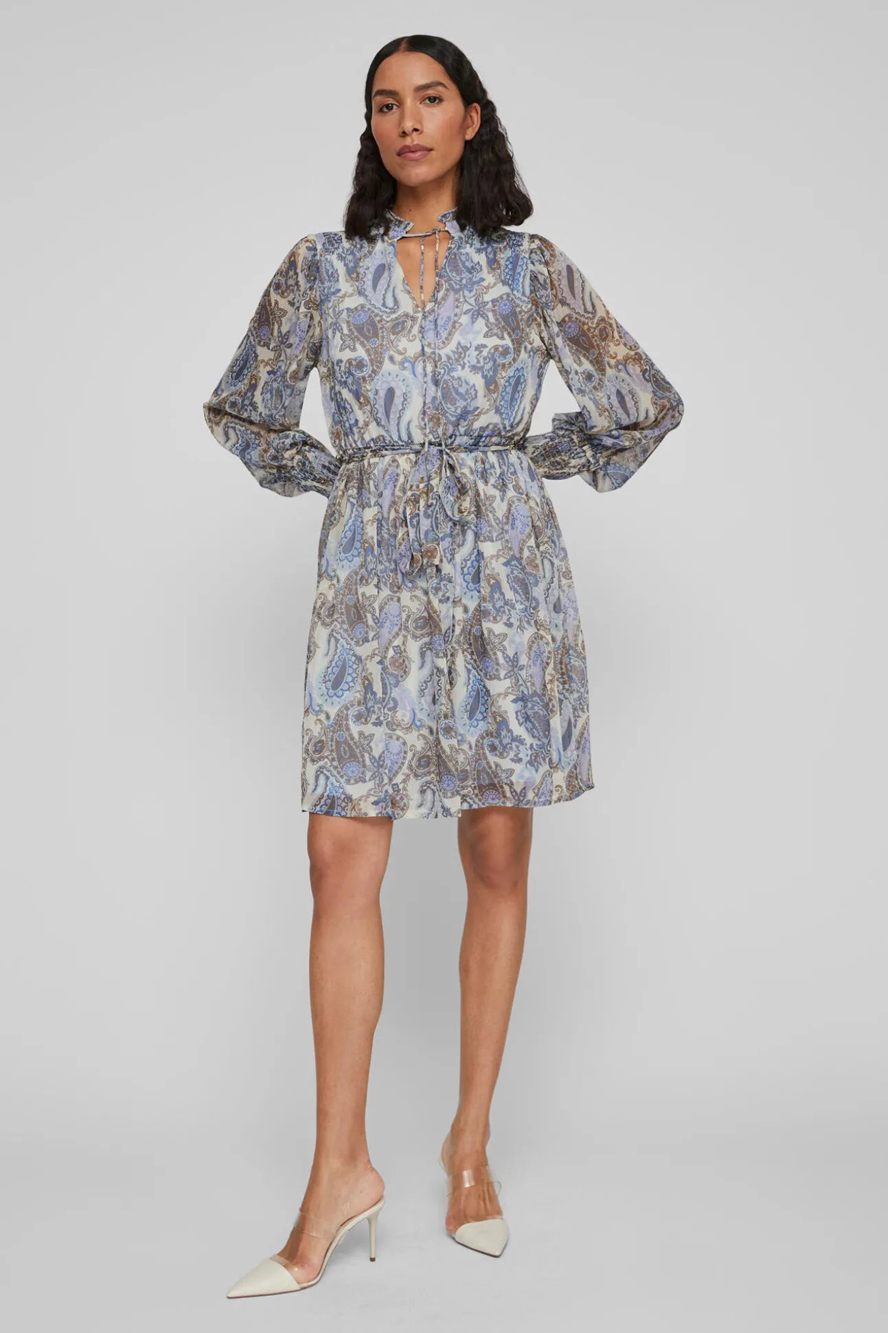 Vestido De Manga Larga Corto Paisley