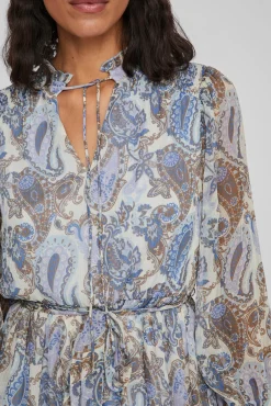 Vestido De Manga Larga Corto Paisley