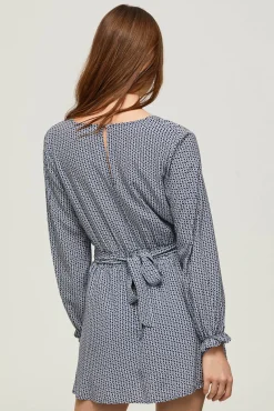 Vestido Estampado Corto Con Manga Larga.