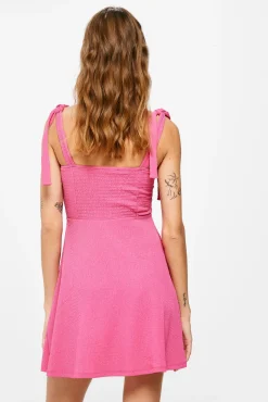 Vestido Fucsia Tirantes Lazo