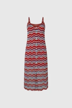 Vestido Largo Con Lino Y Tirantes Zig Zag.