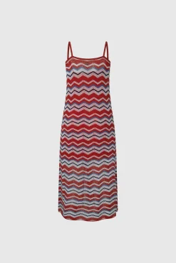 Vestido Largo Con Lino Y Tirantes Zig Zag.