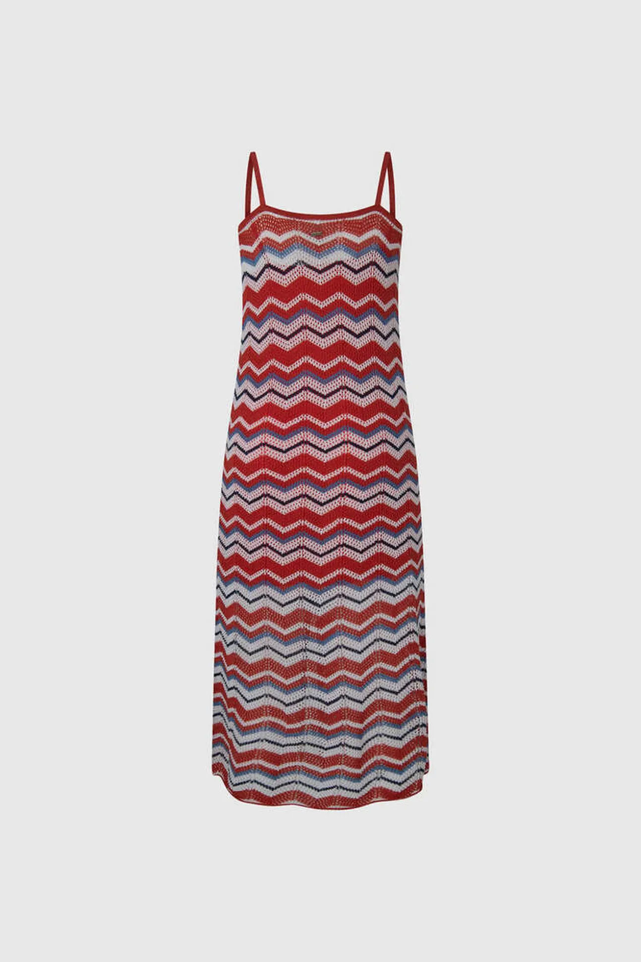 Vestido Largo Con Lino Y Tirantes Zig Zag.