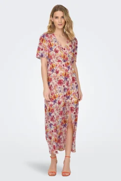 Vestido Largo Manga Corta Estampado