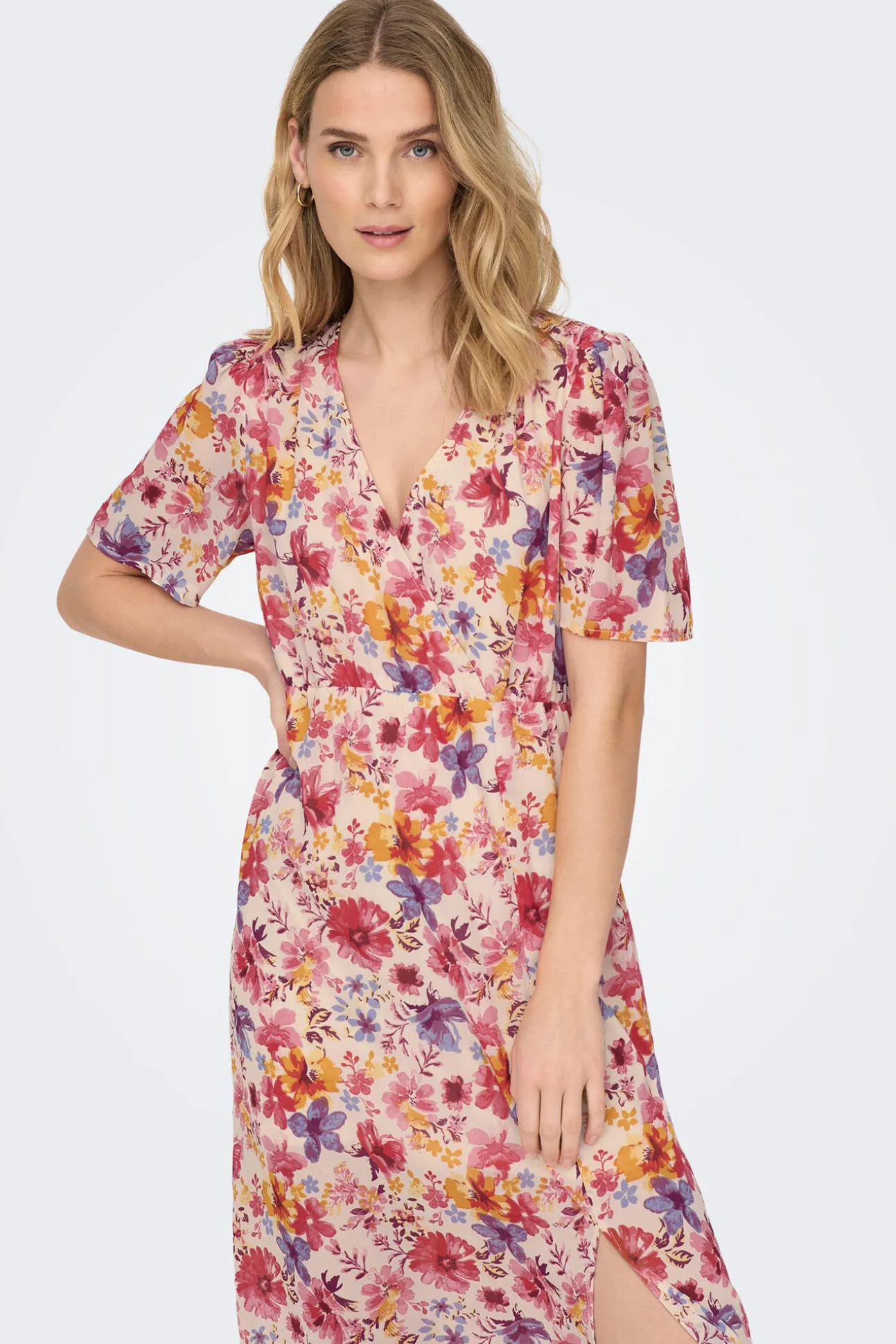 Vestido Largo Manga Corta Estampado