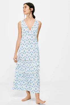 Vestido Largo Paneles Estampado