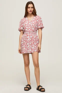 Vestido Manga Corta Con Estampado.