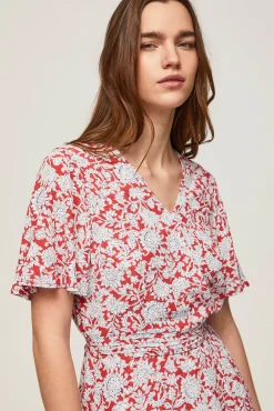Vestido Manga Corta Con Estampado.