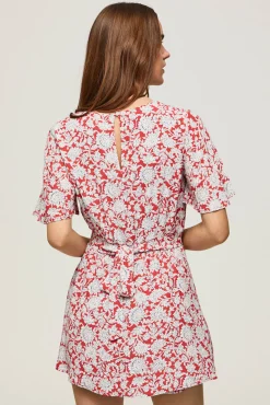 Vestido Manga Corta Con Estampado.