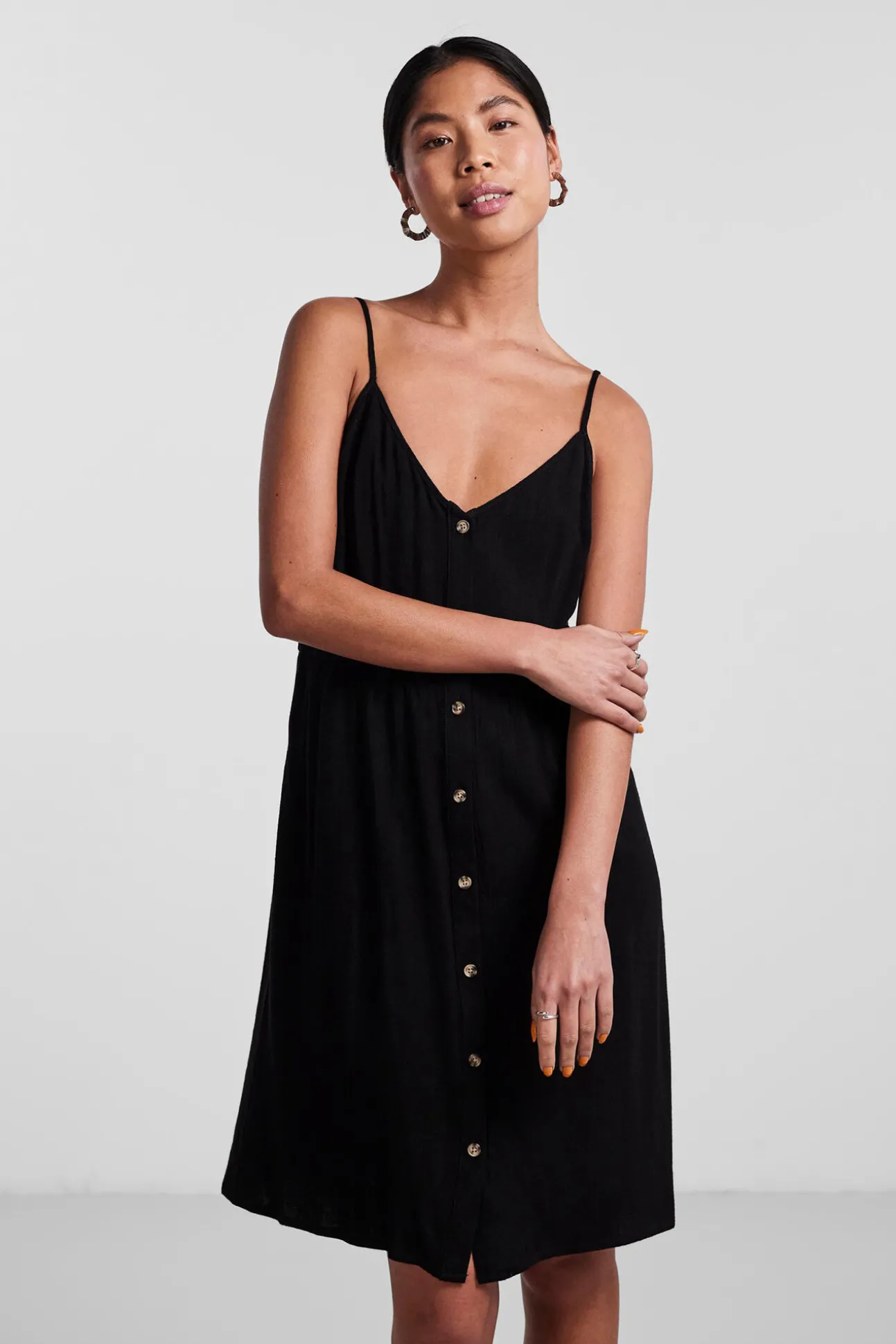 Vestido Midi Con Lino