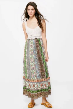 Vestido Midi Crochet Combinado