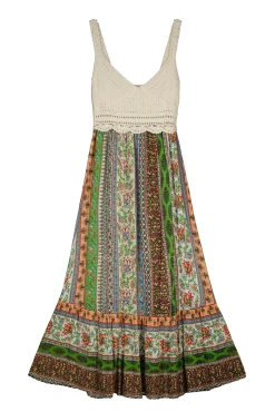Vestido Midi Crochet Combinado
