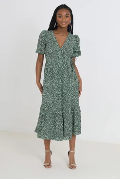 Vestido Midi Cruzado Y Estampado.