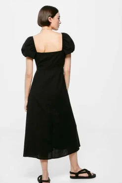 Vestido Midi Cut Out Escote Lino Algodon