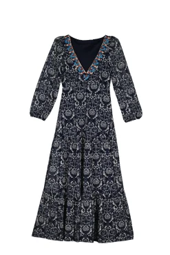 Vestido Midi Escote Cenefa