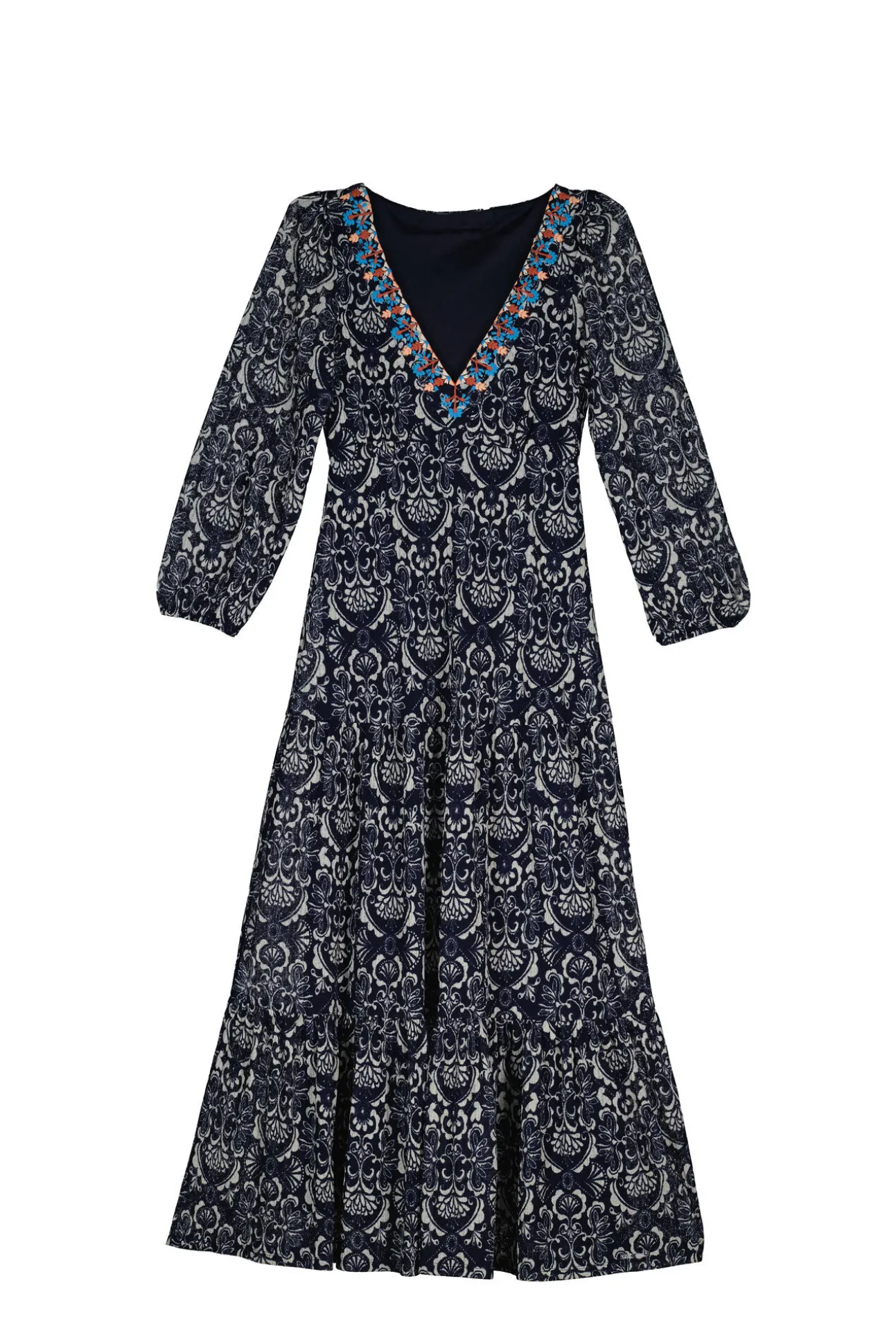 Vestido Midi Escote Cenefa