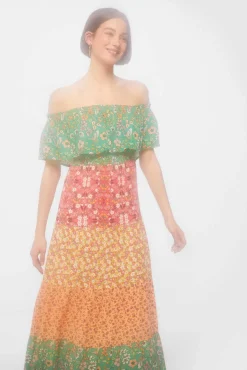 Vestido Midi Escote Hombros Volante