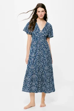 Vestido Midi Espalda Fantasia Lino Algodon
