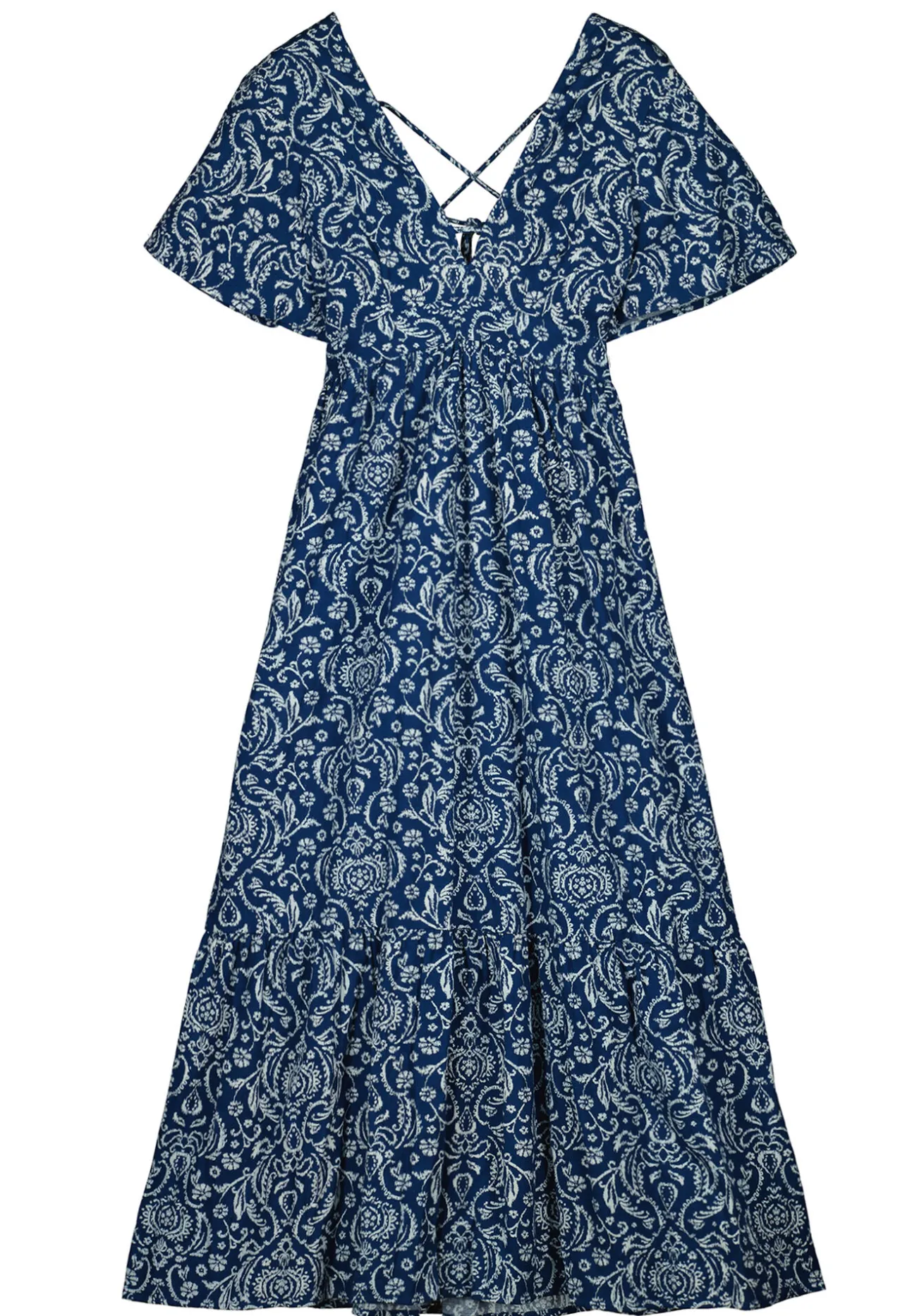 Vestido Midi Espalda Fantasia Lino Algodon