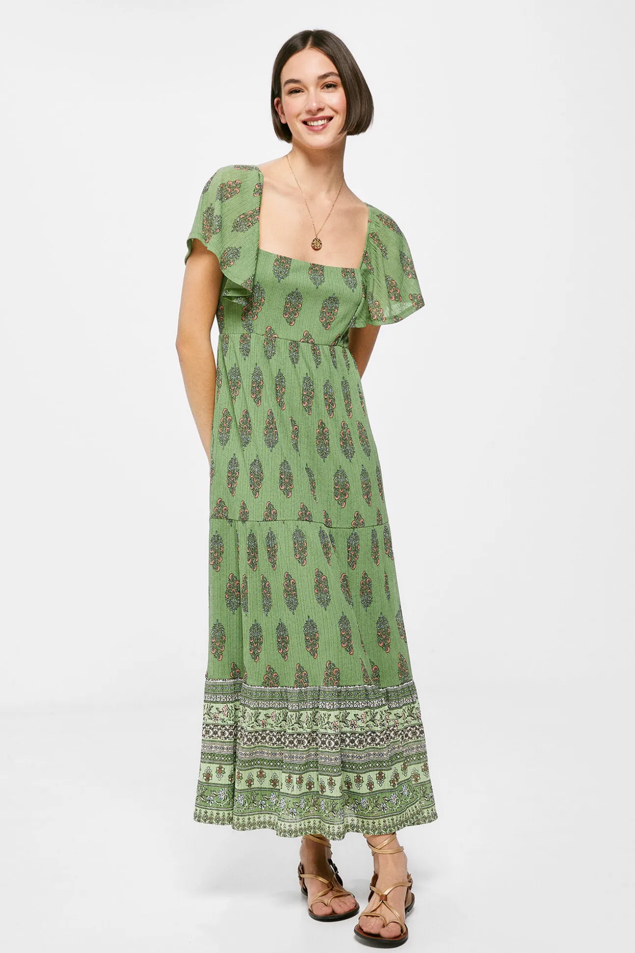Vestido Midi Espalda Lazo Zig Zag