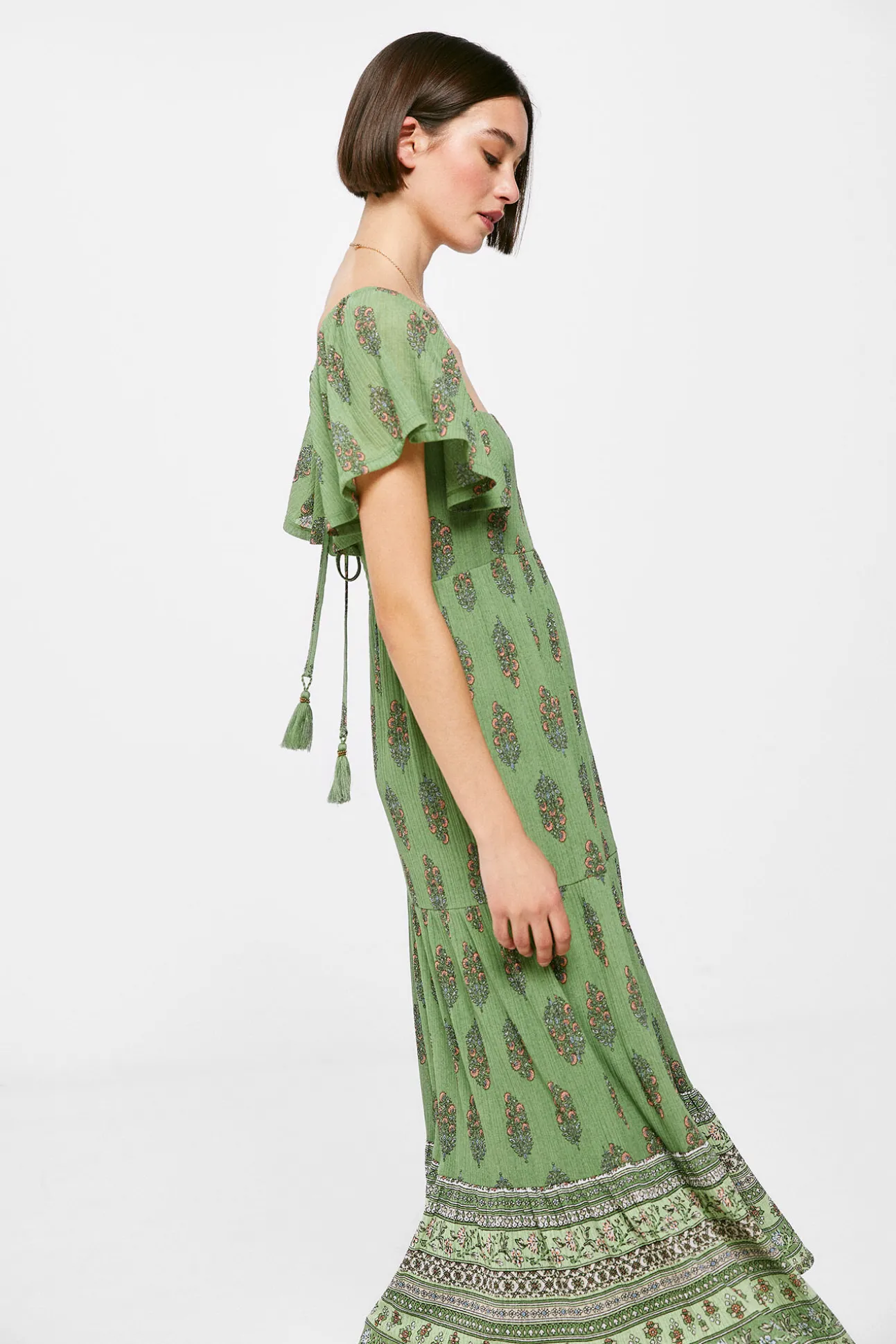 Vestido Midi Espalda Lazo Zig Zag