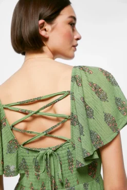 Vestido Midi Espalda Lazo Zig Zag