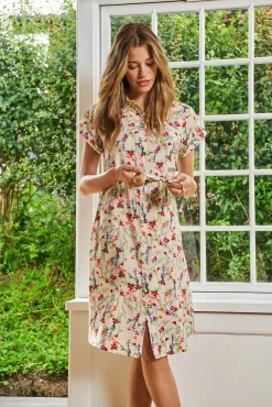 Vestido Midi Estampado Camisero