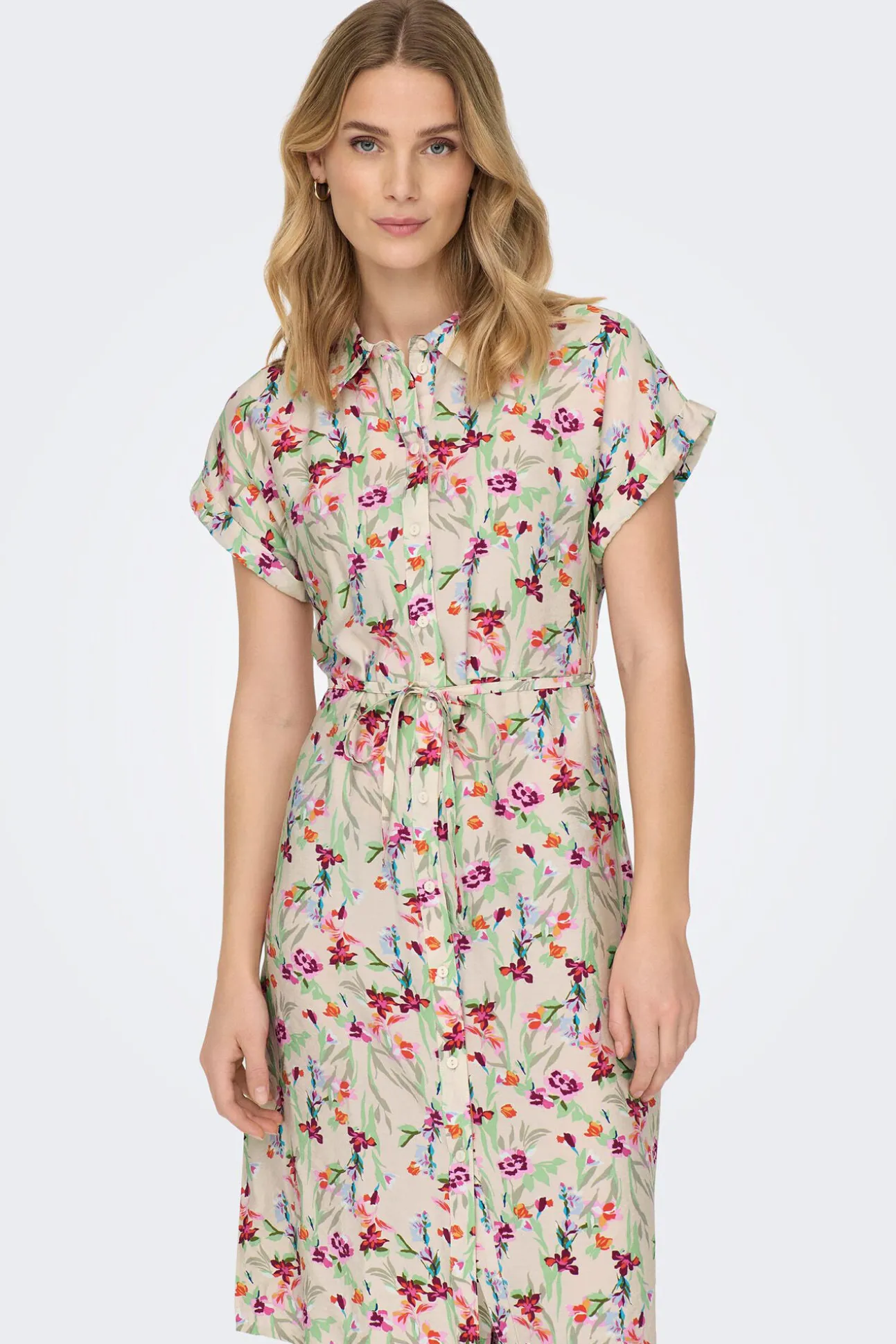 Vestido Midi Estampado Camisero