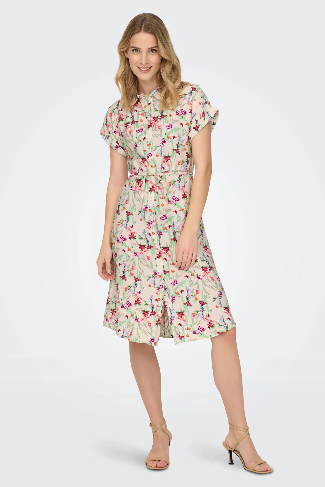 Vestido Midi Estampado Camisero
