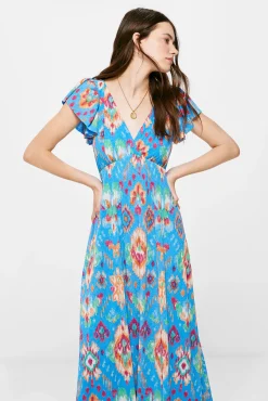Vestido Midi Estampado Espalda Zigzag