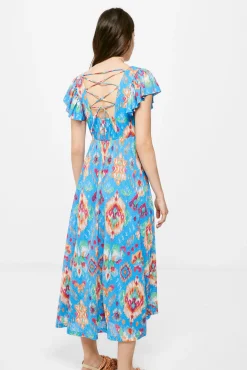 Vestido Midi Estampado Espalda Zigzag