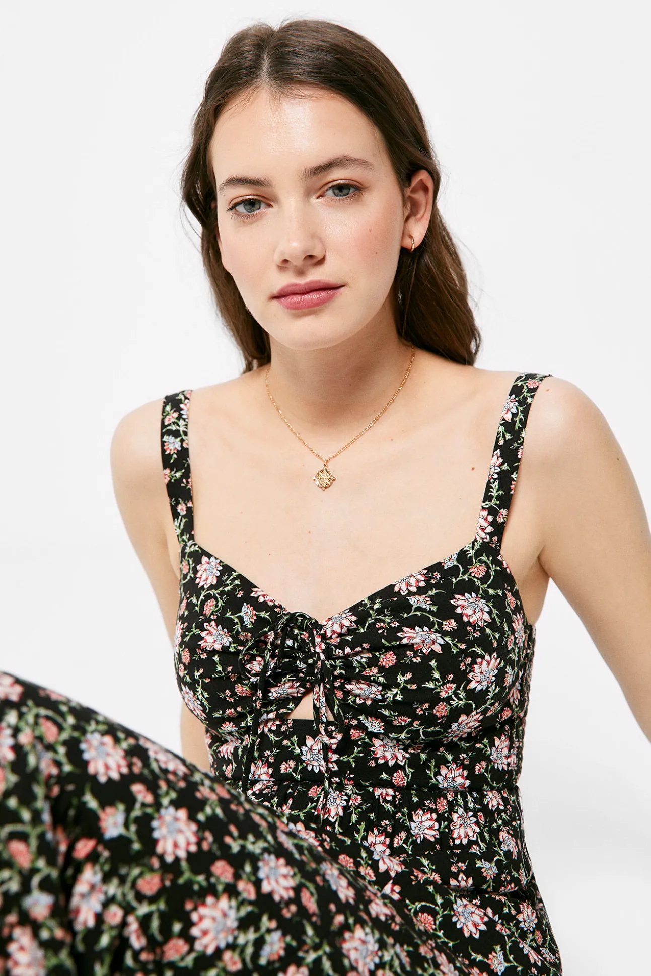 Vestido Midi Estampado Escote Nudo