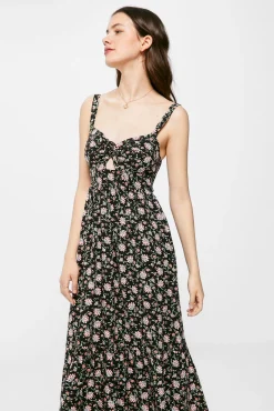 Vestido Midi Estampado Escote Nudo