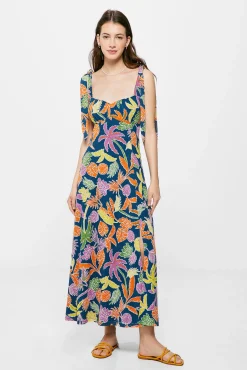 Vestido Midi Estampado Tropical
