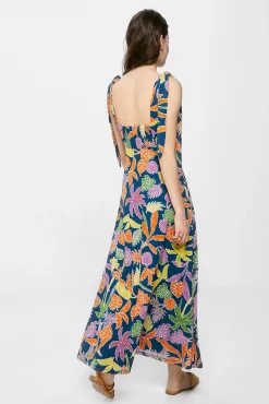 Vestido Midi Estampado Tropical