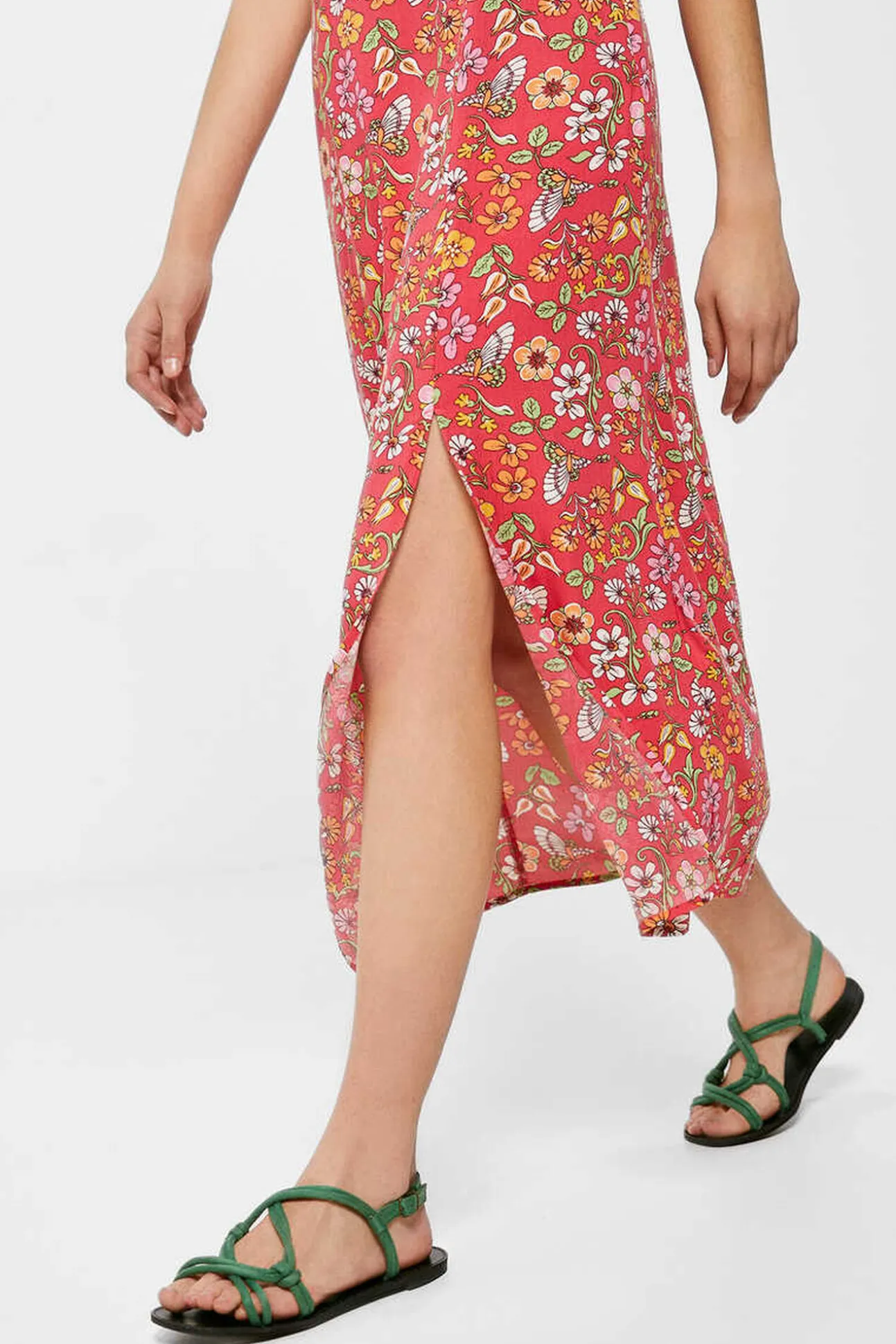 Vestido Midi Frunce Escote