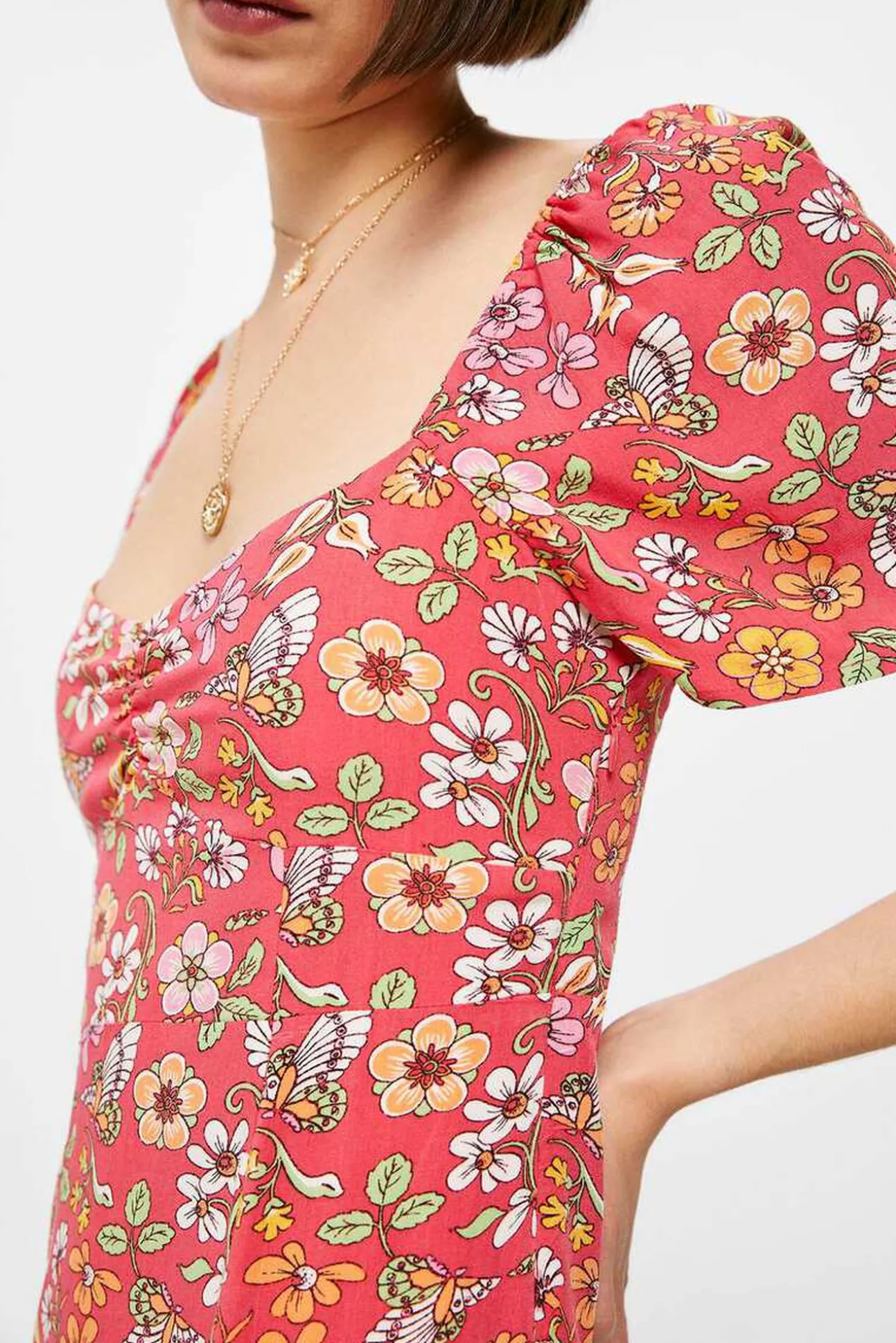 Vestido Midi Frunce Escote