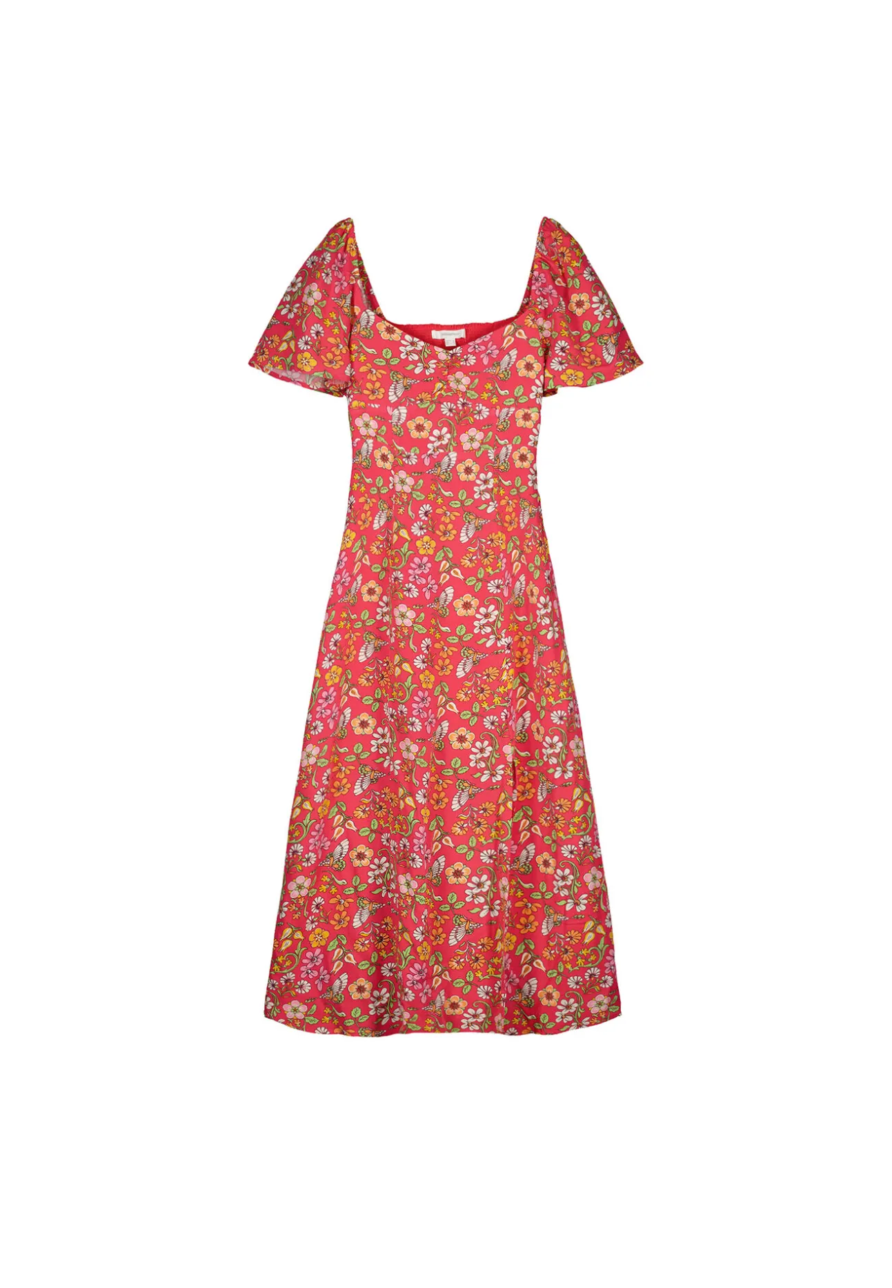 Vestido Midi Frunce Escote