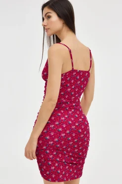 Vestido Midi Frunce Flores