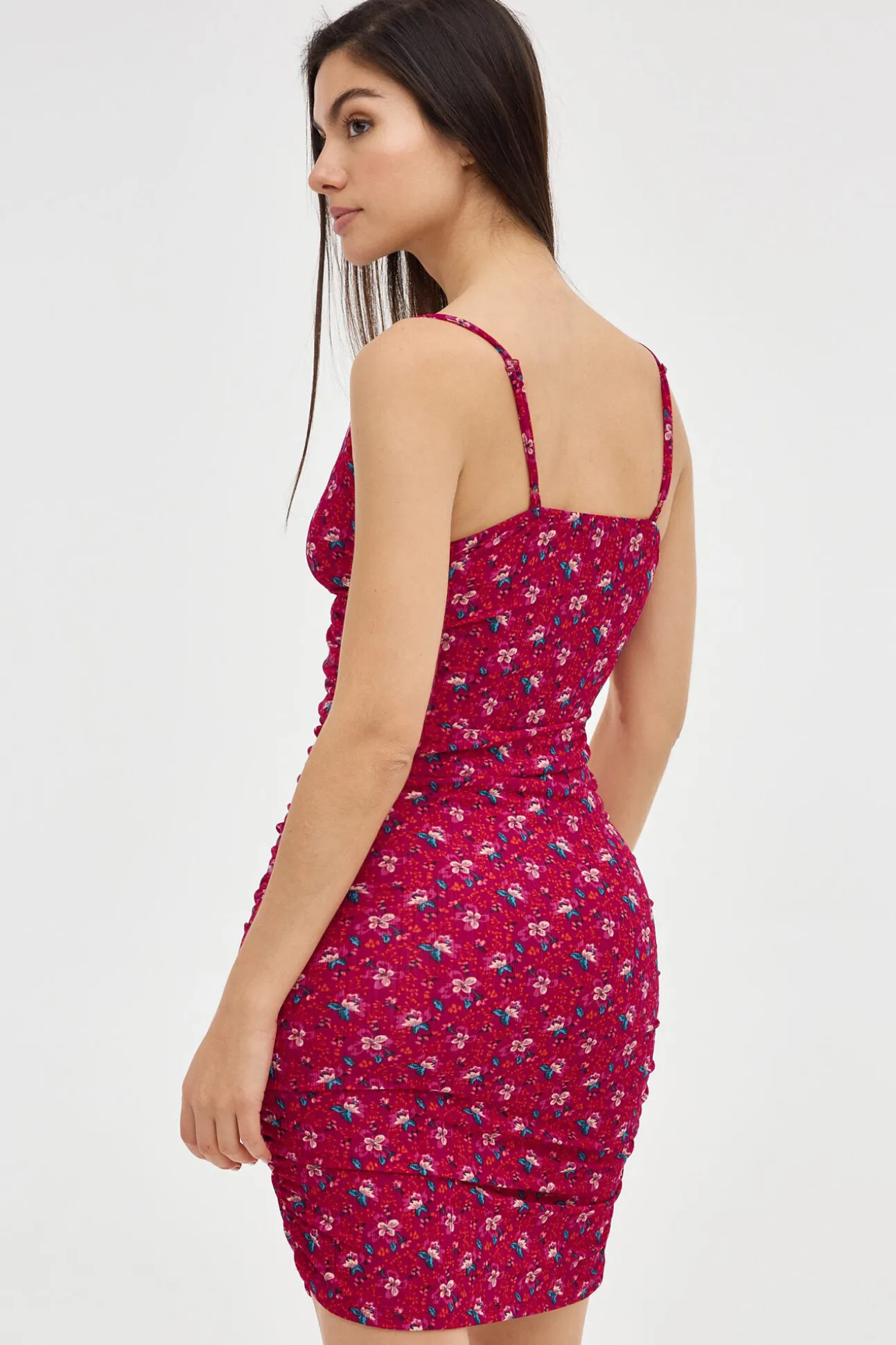 Vestido Midi Frunce Flores