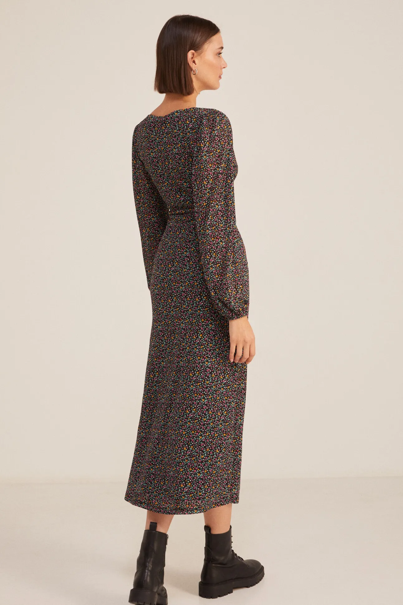 Vestido Midi Frunces Estampado