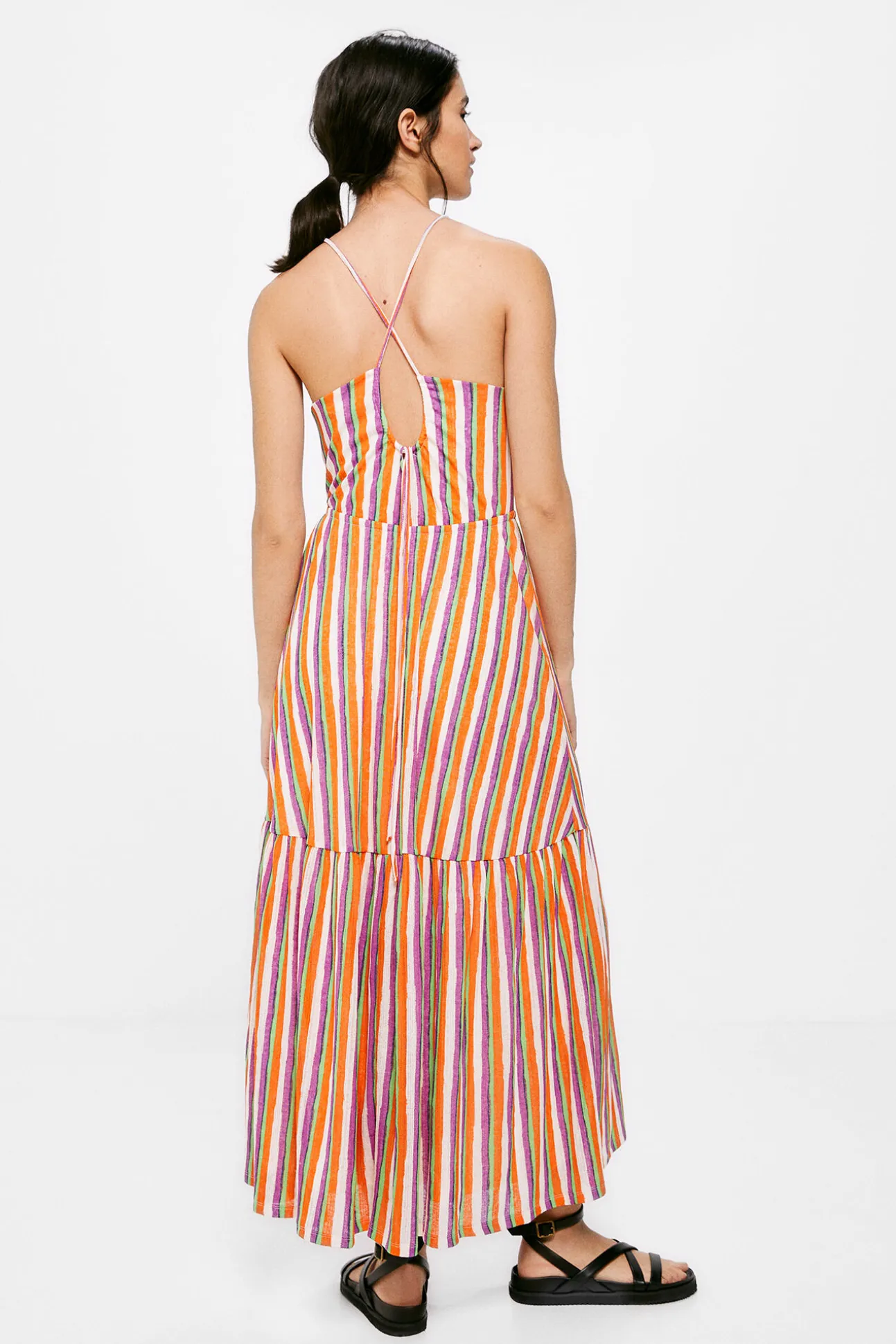Vestido Midi Halter Rayas