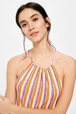 Vestido Midi Halter Rayas