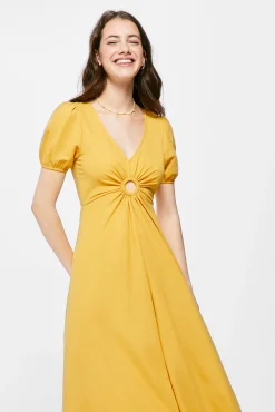Vestido Midi Liso Arandela