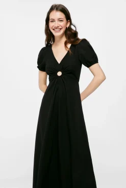 Vestido Midi Liso Arandela