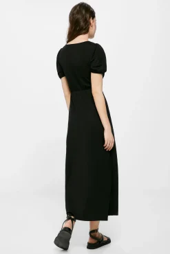 Vestido Midi Liso Arandela
