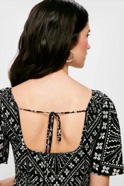 Vestido Midi Nido De Abeja Estampado