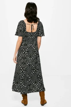 Vestido Midi Nido De Abeja Estampado