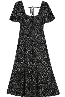Vestido Midi Nido De Abeja Estampado