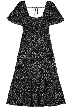 Vestido Midi Nido De Abeja Estampado